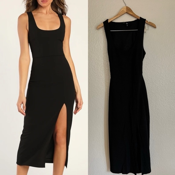 Sultry Elegance Black Cutout Bodycon Midi Dress - Picture 1 of 7